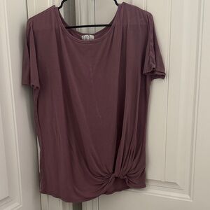 Elegant Knot Front Short Sleeve Top in Mauve